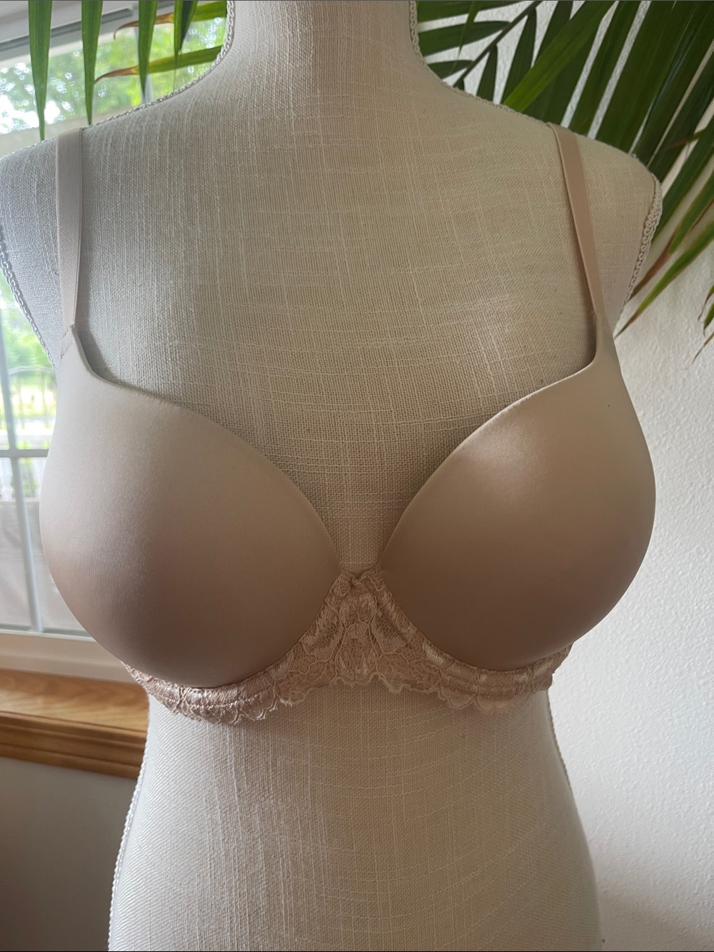 Smooth Lace-Trim T-Shirt Bra in Nude